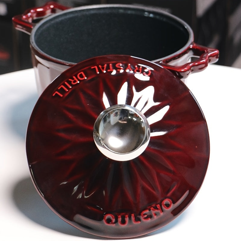 Enamel-Coated Cast Iron Stew Pan with Cover for Rice Soup and Dishes