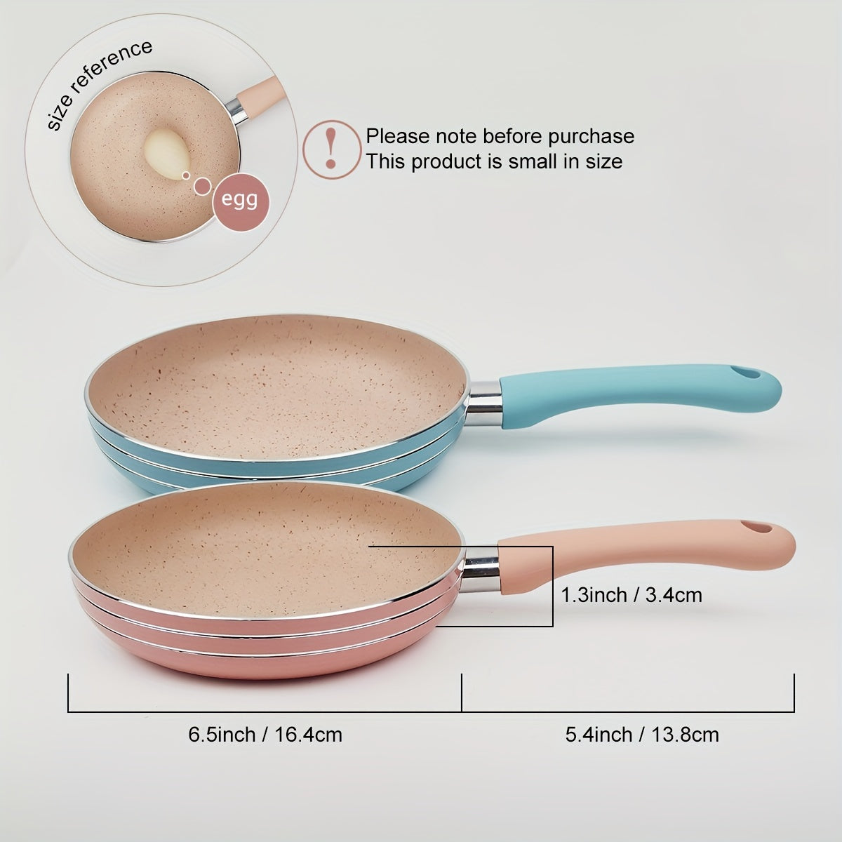 Small Non-Stick Egg Skillet Single-Serving Pink Blue Aluminum Frying Pan Dishwasher Safe