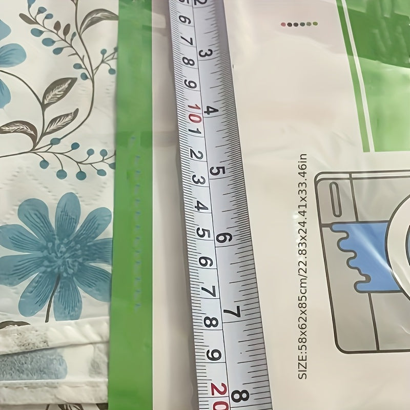 Funda duradera para lavadora de PE con diseño floral, protector de tambor para carga frontal, color blanco