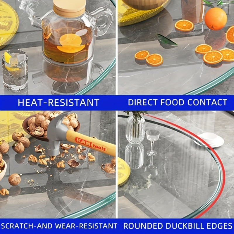 Glass Lazy Susan Turntable for Dining Table Large Round Clear Rotating Tray with Swivel System