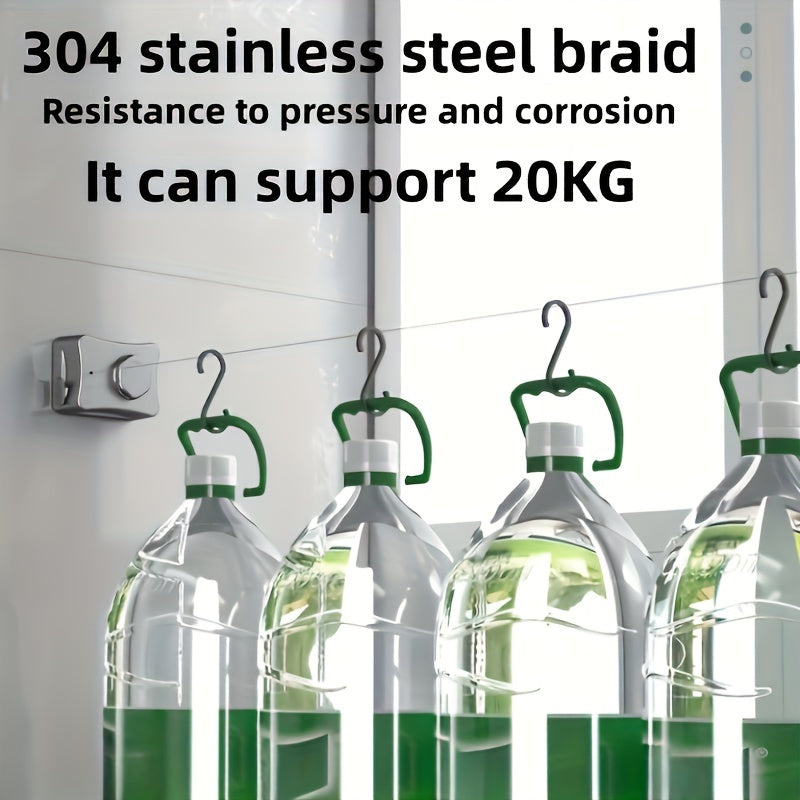 Heavy-Duty Stainless Steel Retractable Clothesline 5.1m Indoor Outdoor Laundry Line