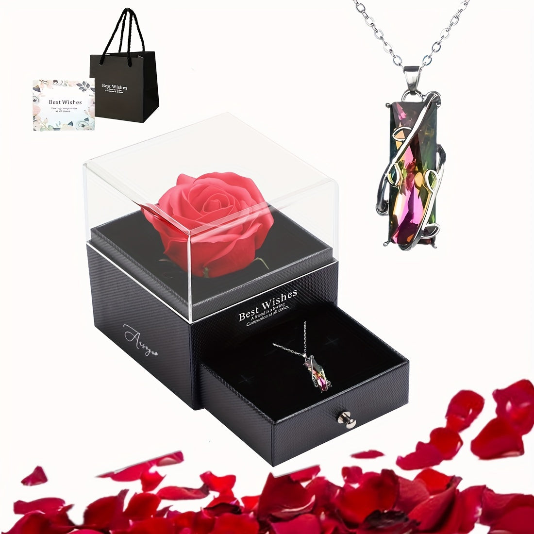 Коробка для подарка с красной розой и сердцем для романтических случаев