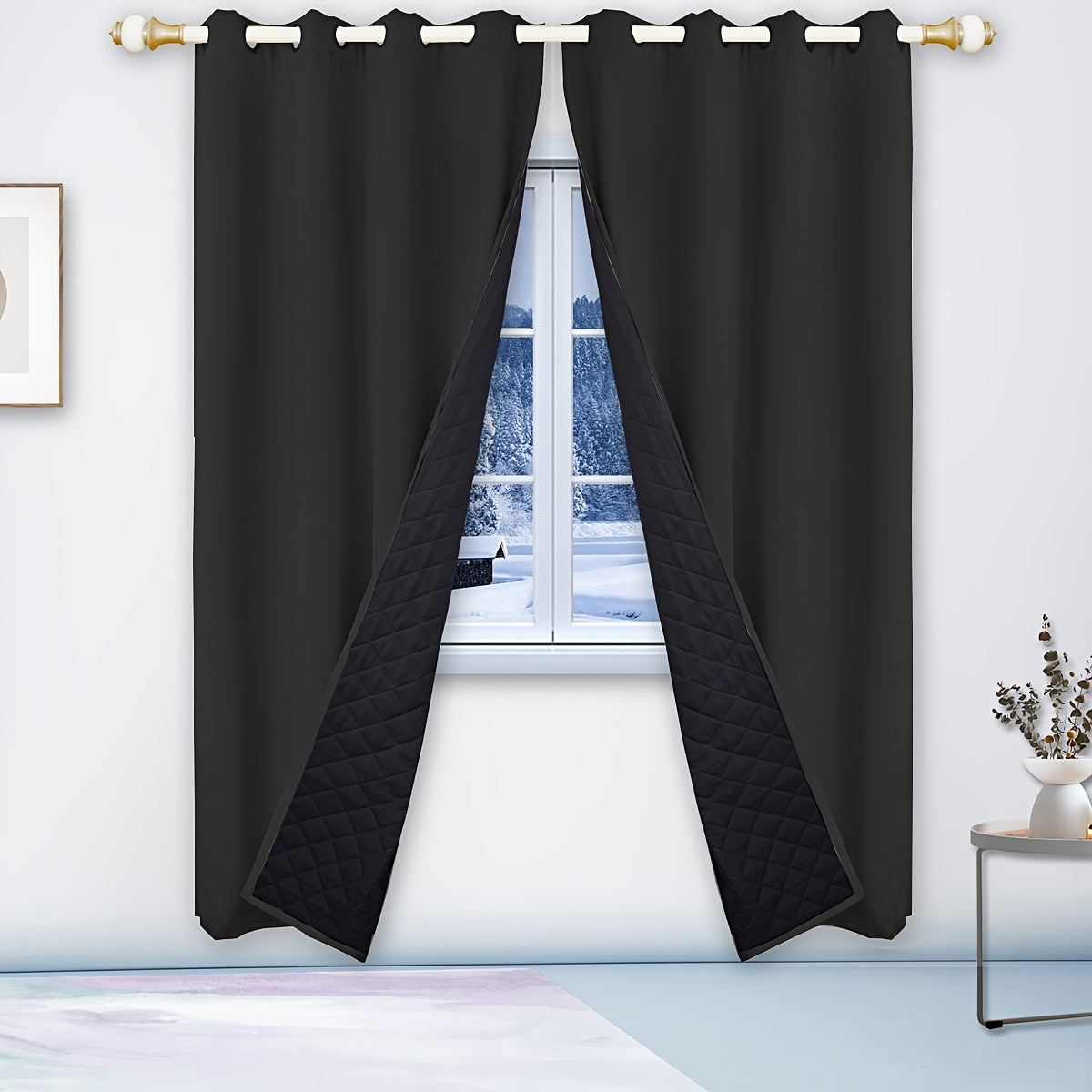 Qorong'i Grommet Qopqog'i 100% Polyester Termal Izolyatsiya uchun Yotoqxona va Mehmonxona