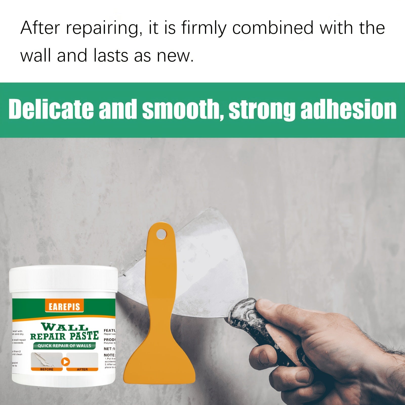 Quick-Dry Wall Repair Paste for White Walls, Residue-Free, Home Repair