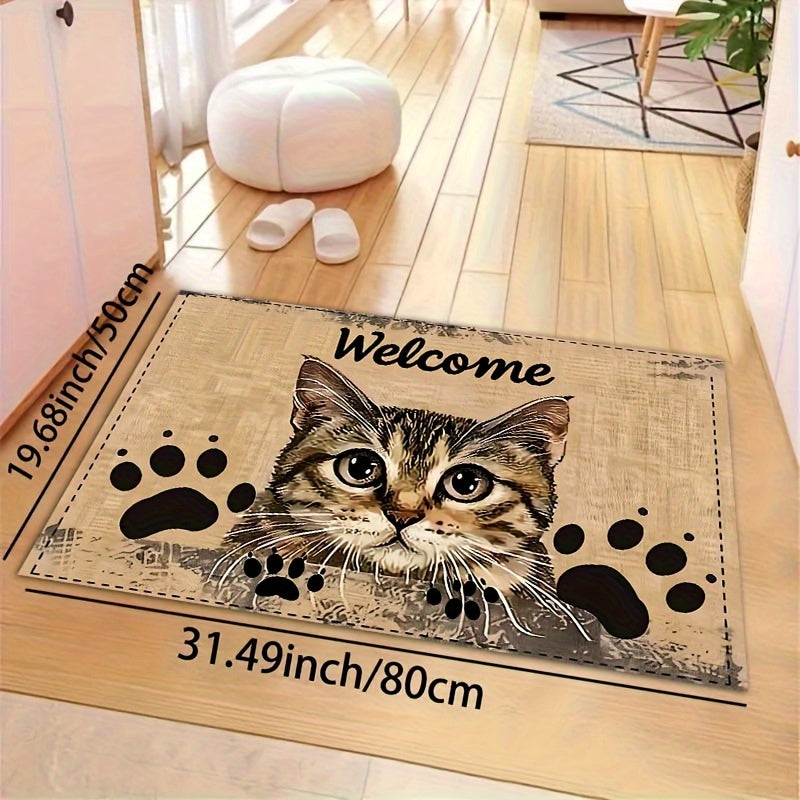 Tirnalmaslikka chidamli polyester mushuk mato, ichki kirish uchun gilam, mashinada yuviladigan, oshxona va yotoqxona uchun