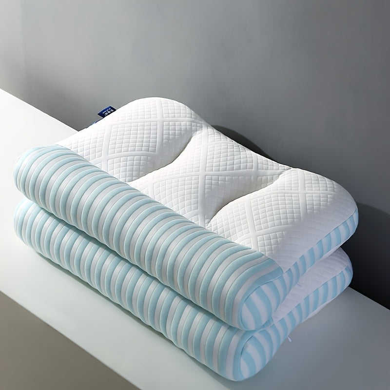 Ergonomic Knitted Deep Sleep Pillow for Neck Support with Massage Core Medium Soft Polyester for Adults 14+