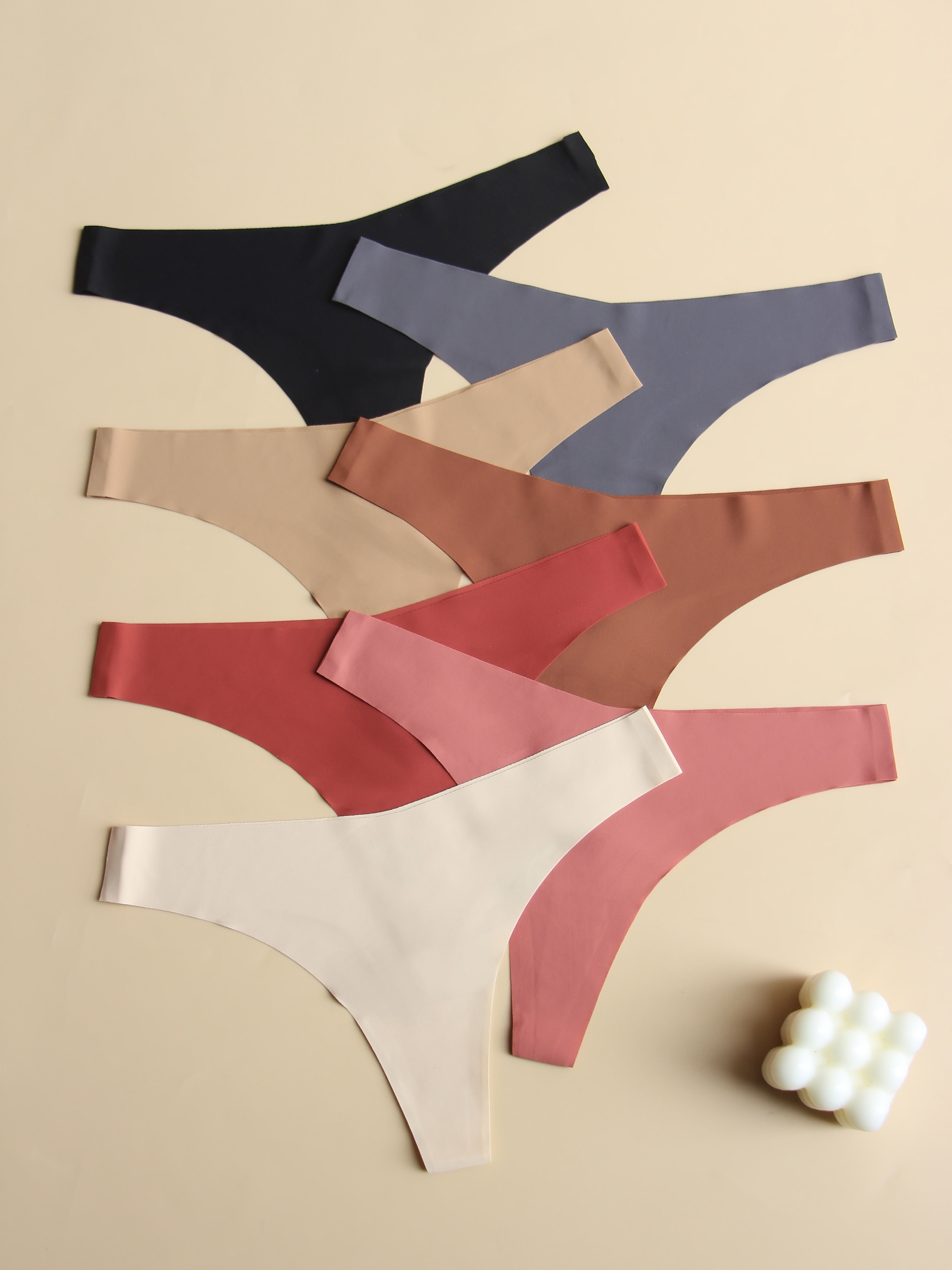 Women's 7-Piece Plain V-Style Underwear Set Breathable Soft Fabric Hipster Thongs