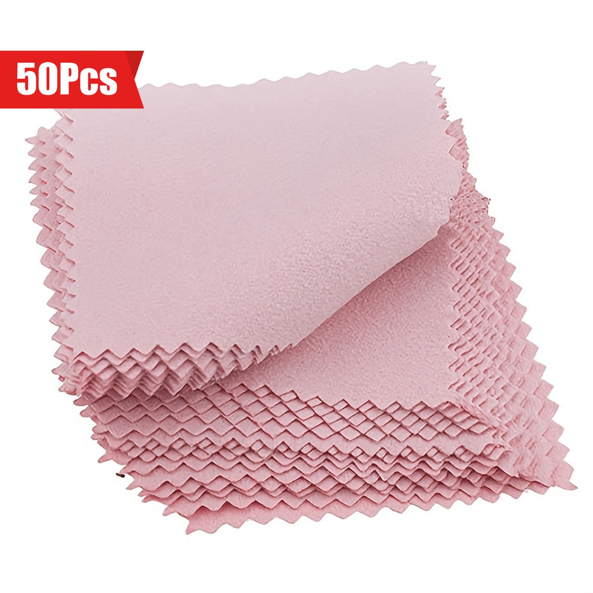 Pink Microfiber Cleaning Cloths for Silver Jewelry Shine Pack of 50