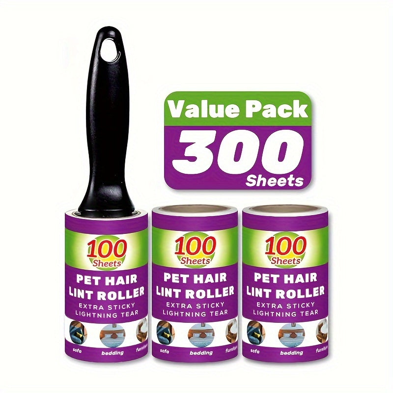Pet Hair Remover Lint Roller Set with 600 Sheets Extra Sticky for Furniture Clothes Carpet