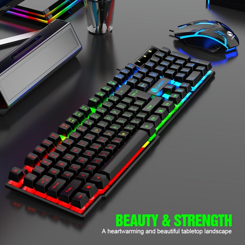 LED Backlit Gaming Keyboard and Mouse Set with 104 Keys