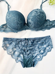 Women's Purple Lace Lingerie Set with Support and Lift