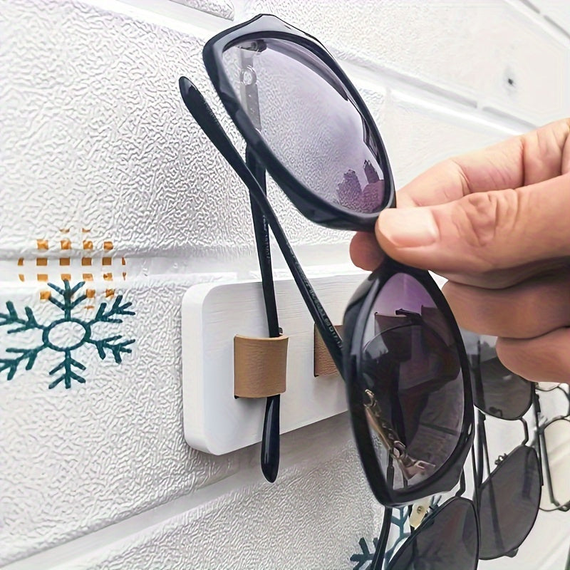 Wooden Wall Organizer for Sunglasses Rustic Wall Mount Storage Rack Holds Up to 9 Glasses