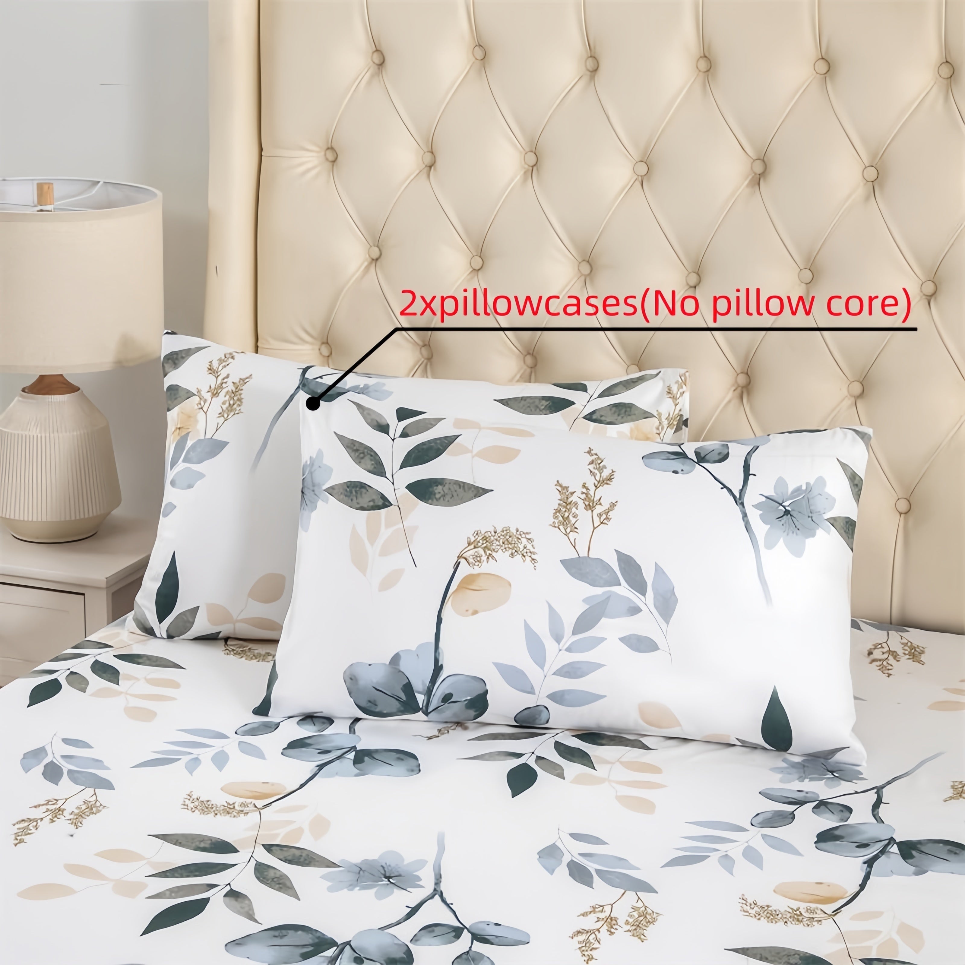 Funda de almohada de jacquard floral de poliéster de 2 unidades, impresión en pantalla plana, ropa de cama suave y de felpa