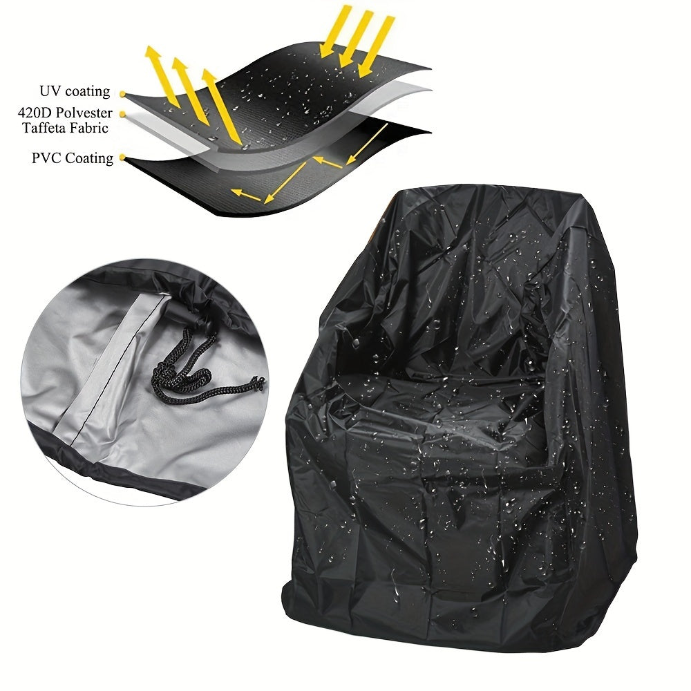 Outdoor Waterproof Chair Cover Black and Silver Polyester for Garden Furniture