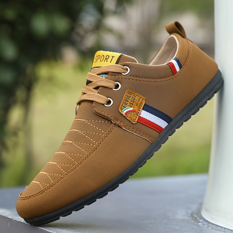 Plus Size Men Solid Color Casual Walking Shoes Non-Slip Lace-Up Durable Sole