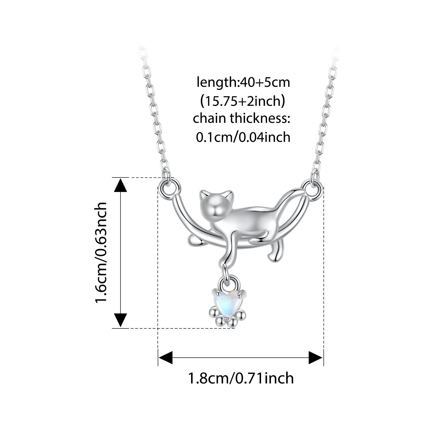Кулон-амулет с котом из мультфильма из стерлингового серебра с лунным камнем, легкий, для женщин или мужчин