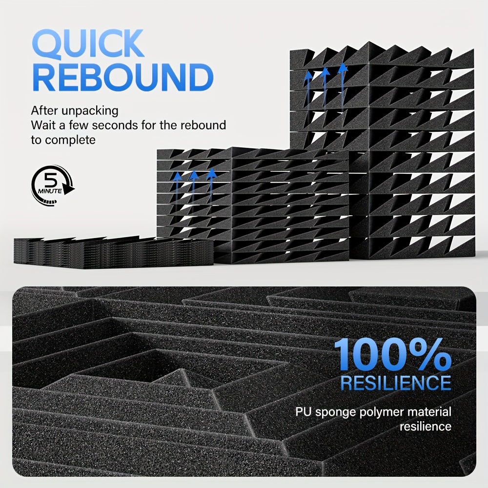 24pcs Acoustic Foam Panels 12x12 Inch Soundproofing Tiles for Studio Home Office Black Grey White