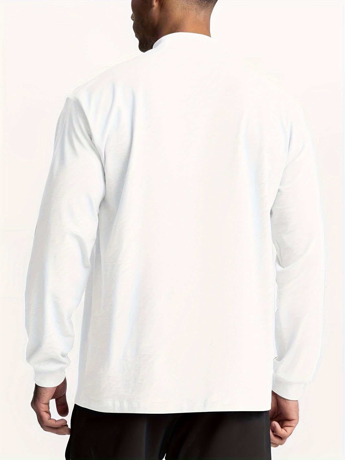 Adult Long Sleeve Mock Neck T-Shirt Polyester Blend Solid Color Casual