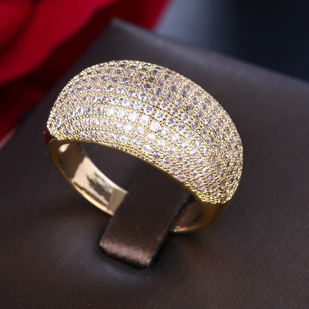 Women's Gold Plated Synthetic Zirconia Ring Light Luxury Elegant Jewelry