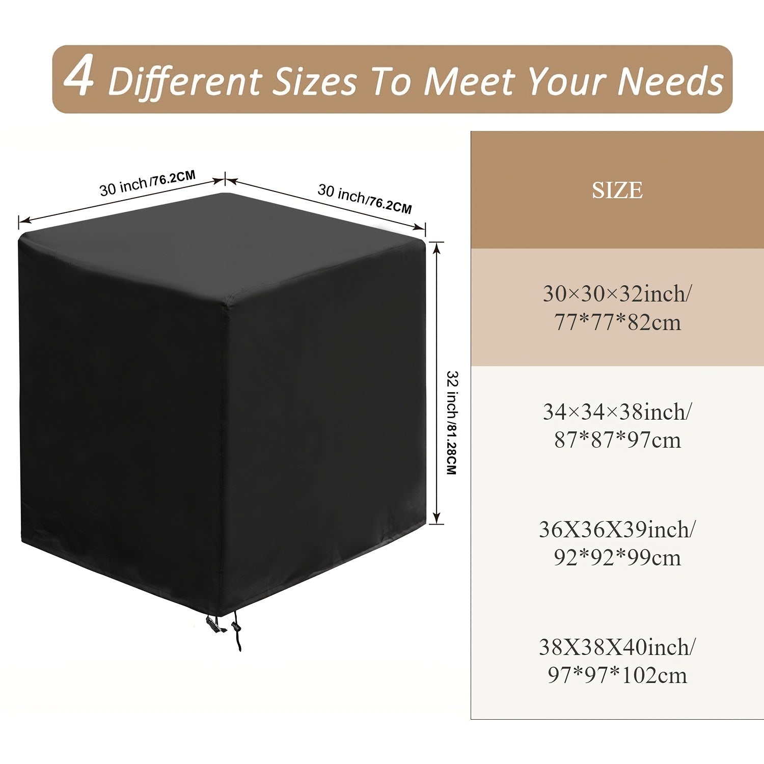 Waterproof Weather-Resistant Cover for Outdoor Air Conditioners 97x97x102cm