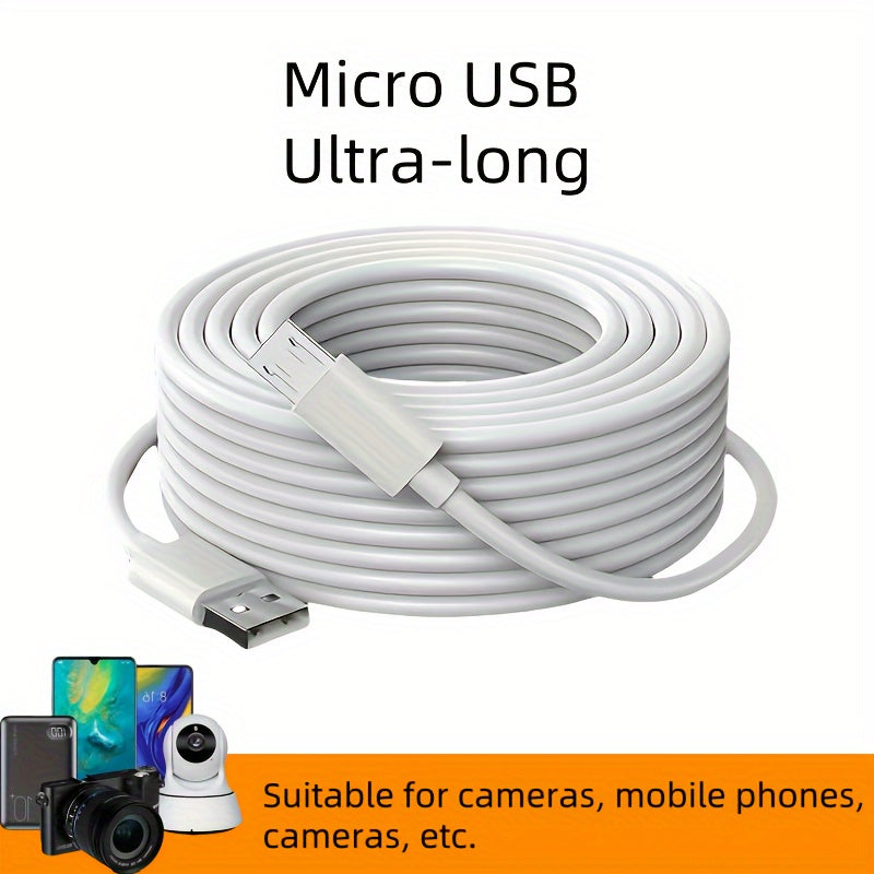 Cable de carga USB-C Micro USB extendido de 3 m a 10 m para carga a larga distancia y monitoreo de seguridad
