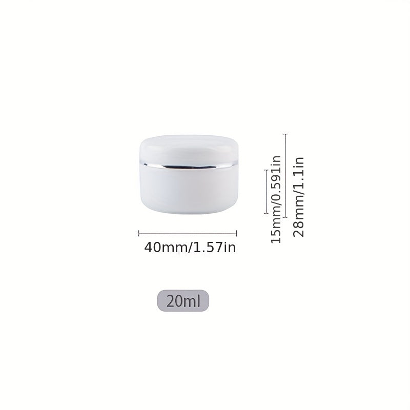 20ml White Plastic Cosmetic Jars Refillable Sample Containers for Skincare and Makeup