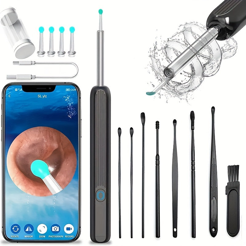 Rechargeable Ear Cleaner with Camera 1080P Resolution 4 Spoons 8 Earpick Tools for Adults
