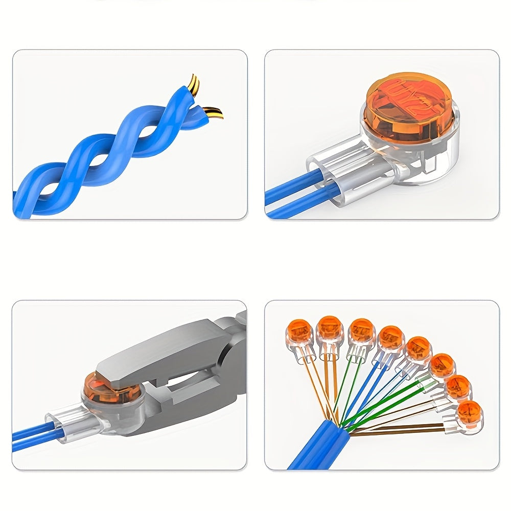 100Pcs Gel-Filled Orange Clear Wire Connectors for Telephone and Network Cables