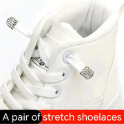 Unisex Elastic No-Tie Shoelaces Black White Flat Design Secure Buckle