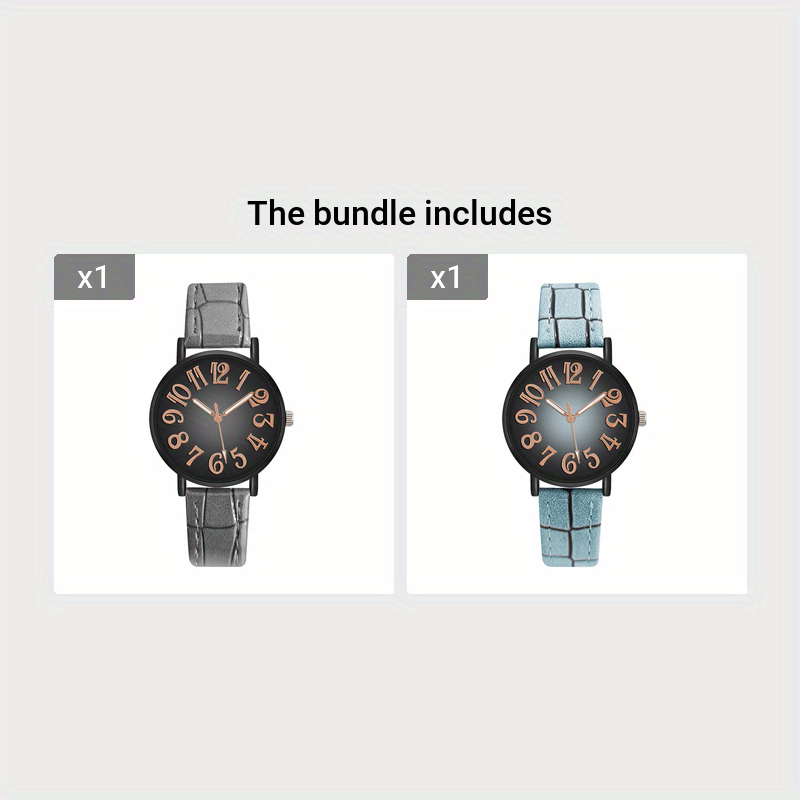 Women’s Quartz Watch with Vintage Gradient Dial and PU Leather Band