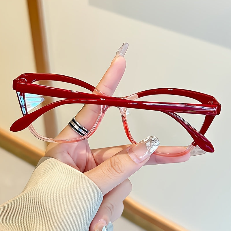Women's Cat Eye Reading Glasses with Color Block Frame Clear Lenses for Computer Use +1.0 to +4.0