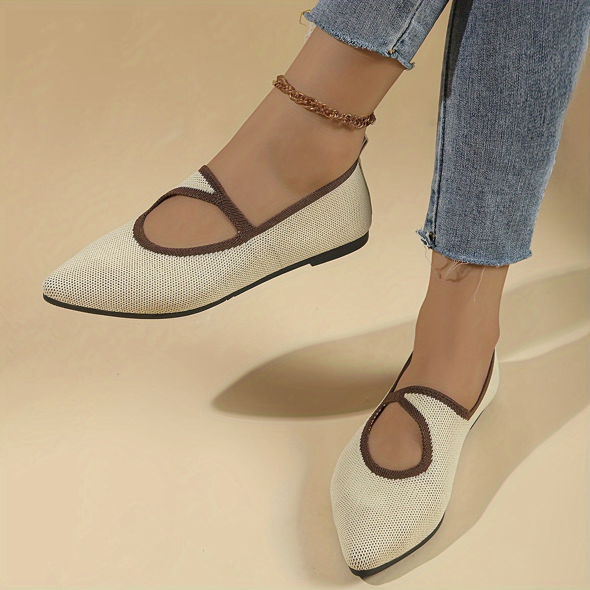 Women's Slip-On Flats with Pointed Toe and Rubber Sole for All Seasons