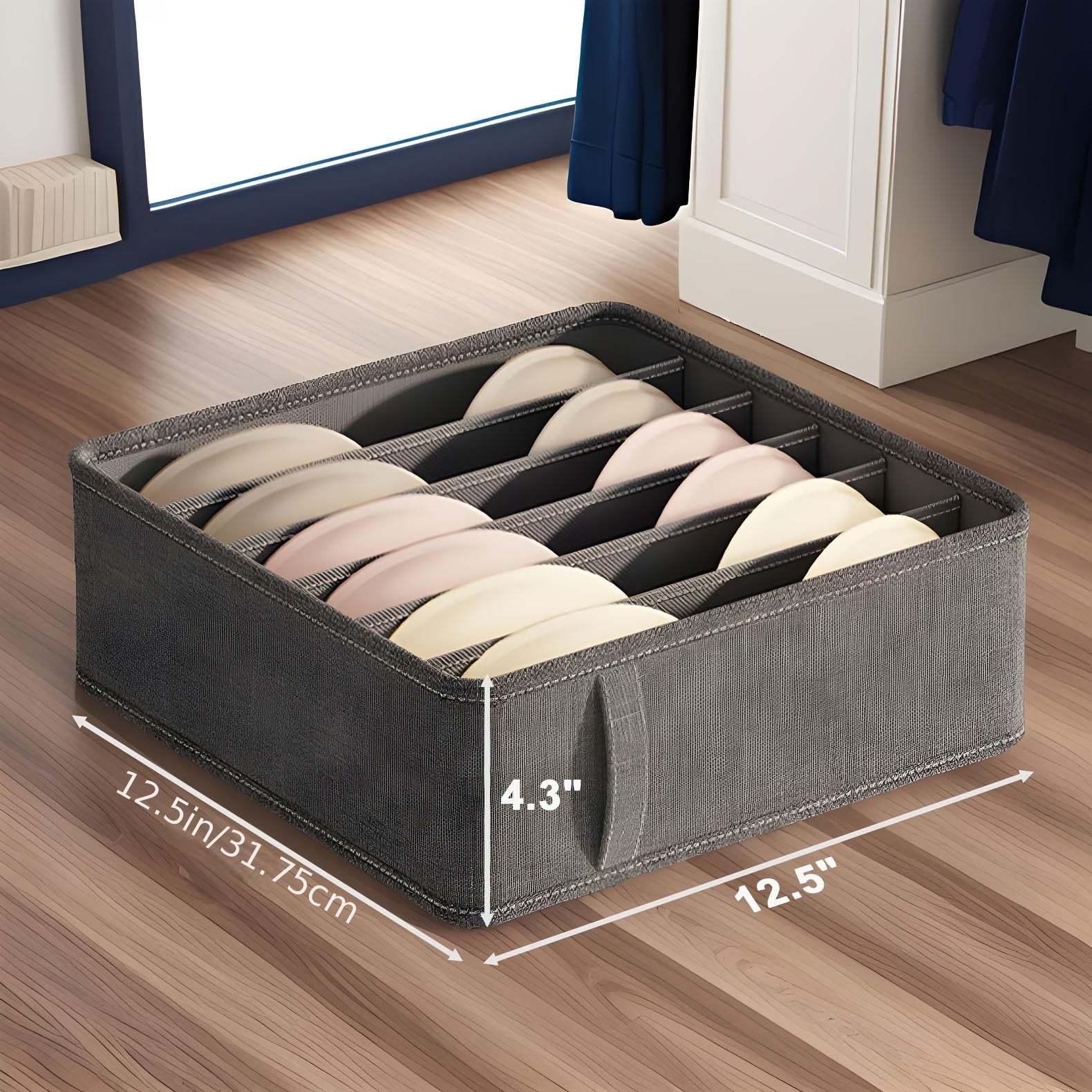 Organizador de ropa interior y calcetines de tela, caja de almacenamiento para cajón 3 en 1 para hogar, dormitorio, residencia universitaria