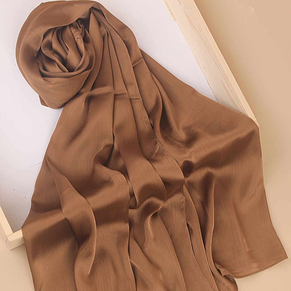 Pañuelo de cabeza clásico plisado de color sólido para uso casual, viaje y actividades al aire libre