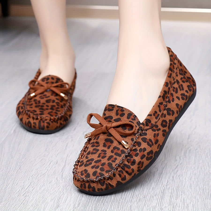 Women's Leopard Print Slip-On Loafers Lightweight Casual Non-Slip Shoes