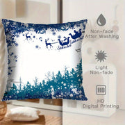 Set of 2 Blue Christmas Throw Pillows 45.72cm Square Polyester Decorative Cushions