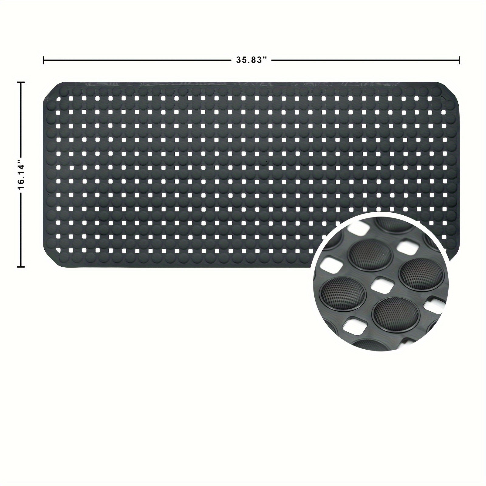 Alfombra antideslizante para bañera de PVC gris claro con ventosas y orificios de drenaje