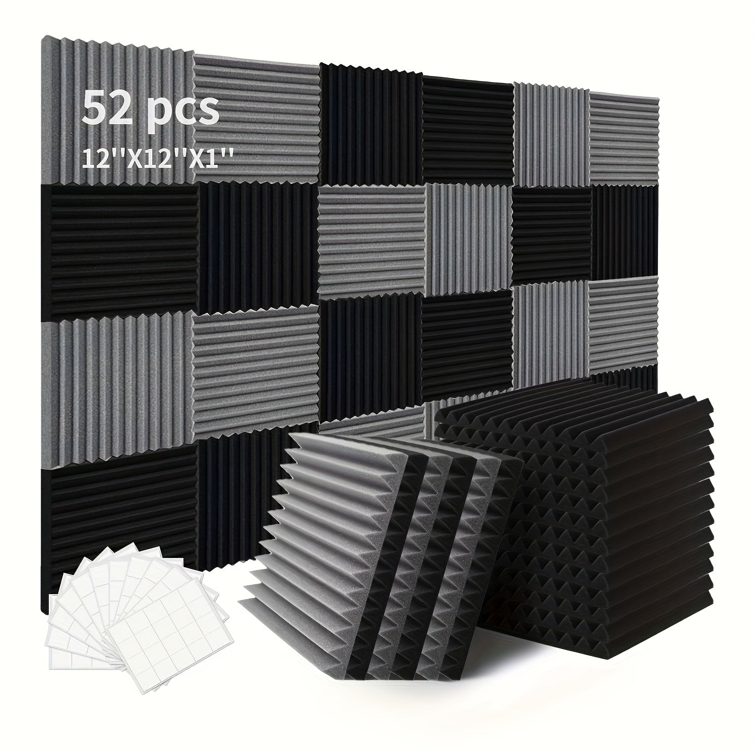 Acoustic Foam Panels 52 Pieces Fire Resistant Soundproofing Studio 2.54cm x 30.48cm