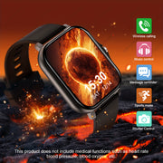2025 Smartwatch 4.65cm Full Touch Screen Music Player Camera Sports Step Counter Weather Forecast Wireless Calls Compatible with Android iPhone