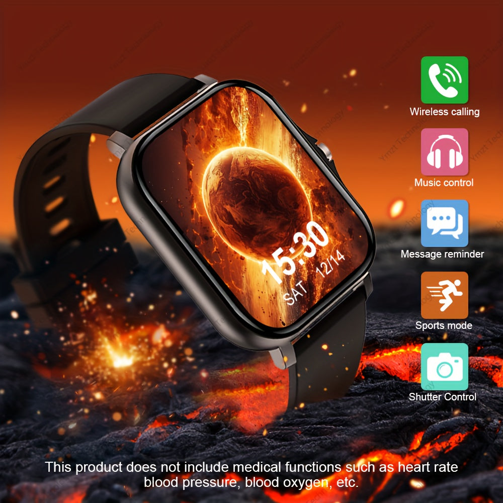 2025 Smartwatch 4.65cm Full Touch Screen Music Player Camera Sports Step Counter Weather Forecast Wireless Calls Compatible with Android iPhone