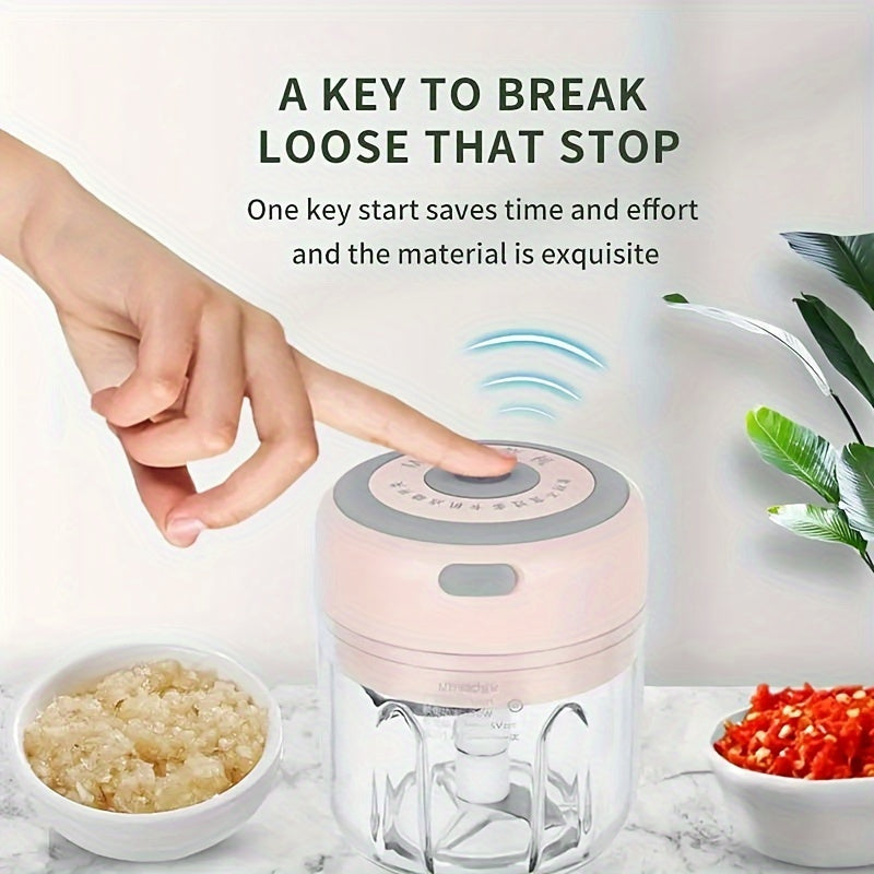 Wireless Garlic Grinder Mini Electric Food Chopper 250ml Portable USB Rechargeable