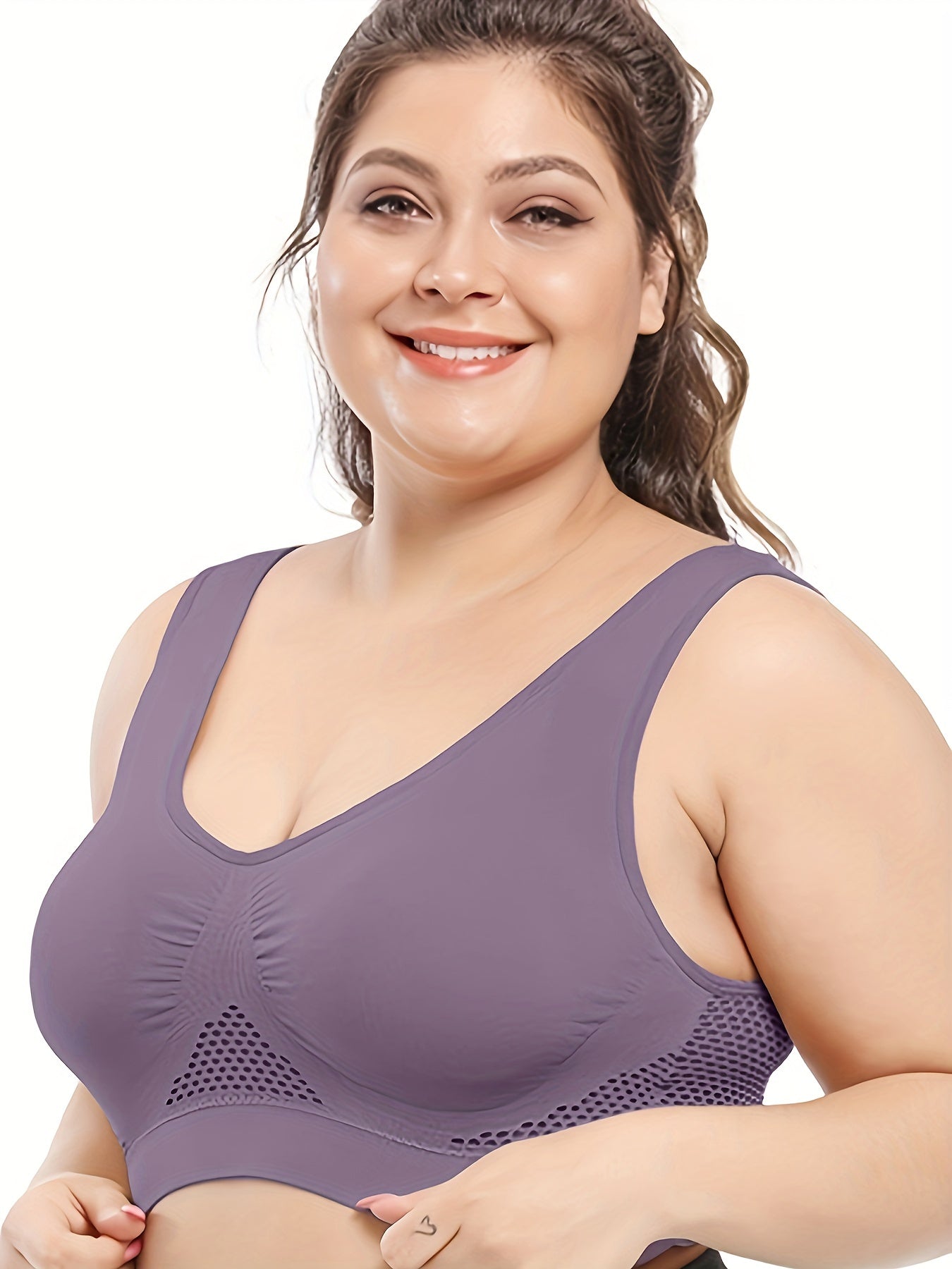 Women's Plus Size Sports Bra Solid Color Breathable High Stretch No Steel Ring 5pcs