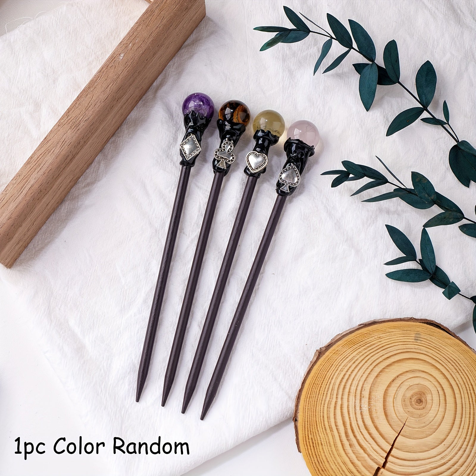 Women's Crystal Hair Stick with Natural Quartz and Elegant Design