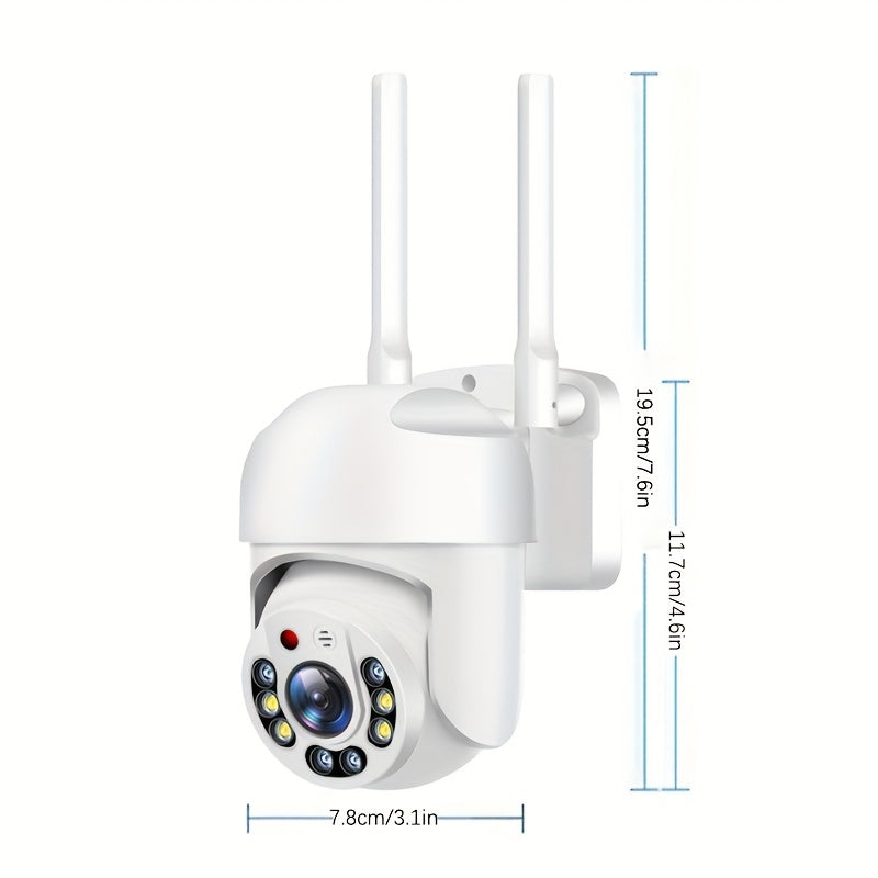 Outdoor Security Camera 2.4GHz WiFi IP66 Waterproof AI Human Detection Panoramic Two-Way Audio