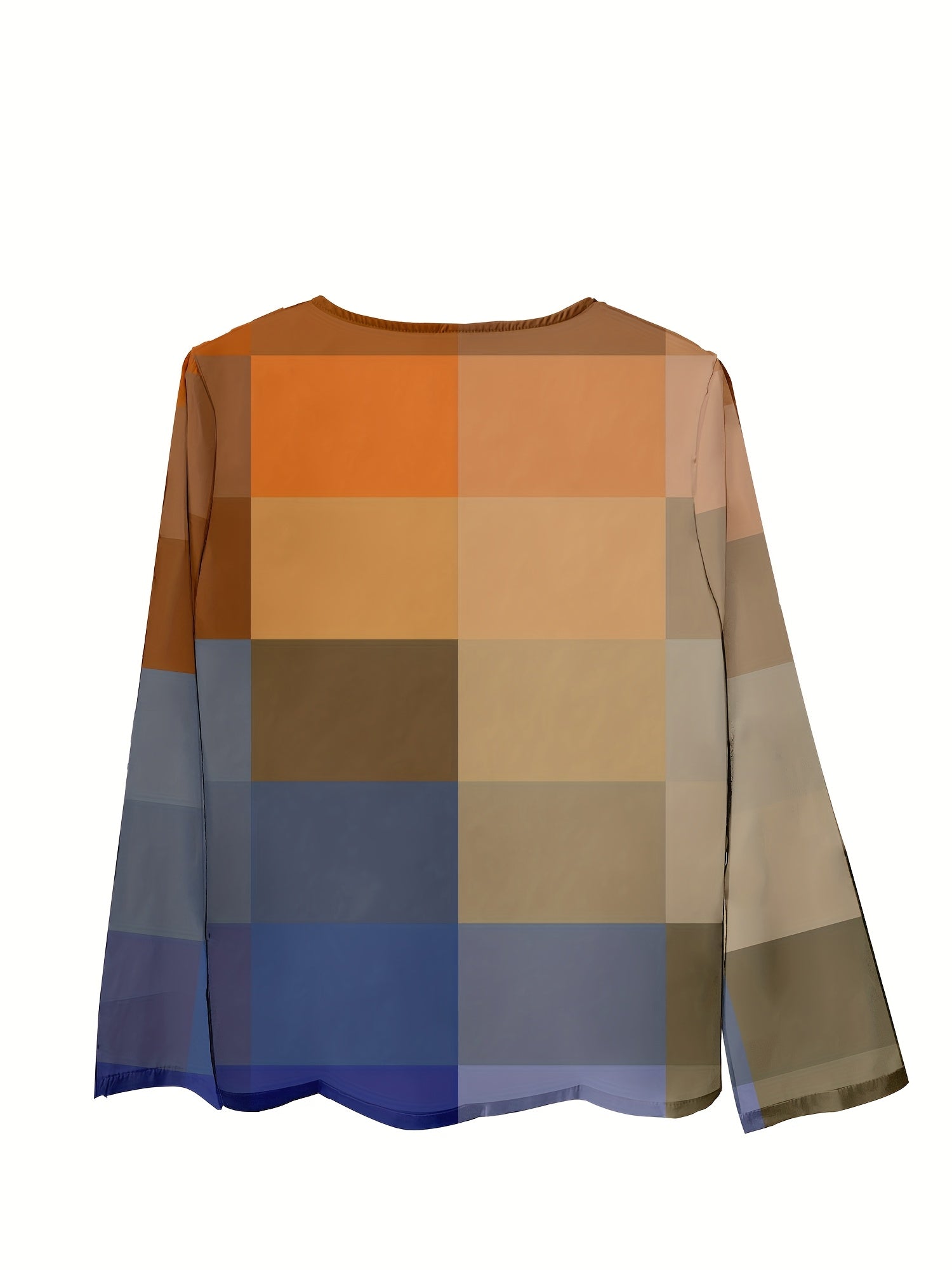 Women's Plus Size Patchwork Blouse With Decorative Buttons