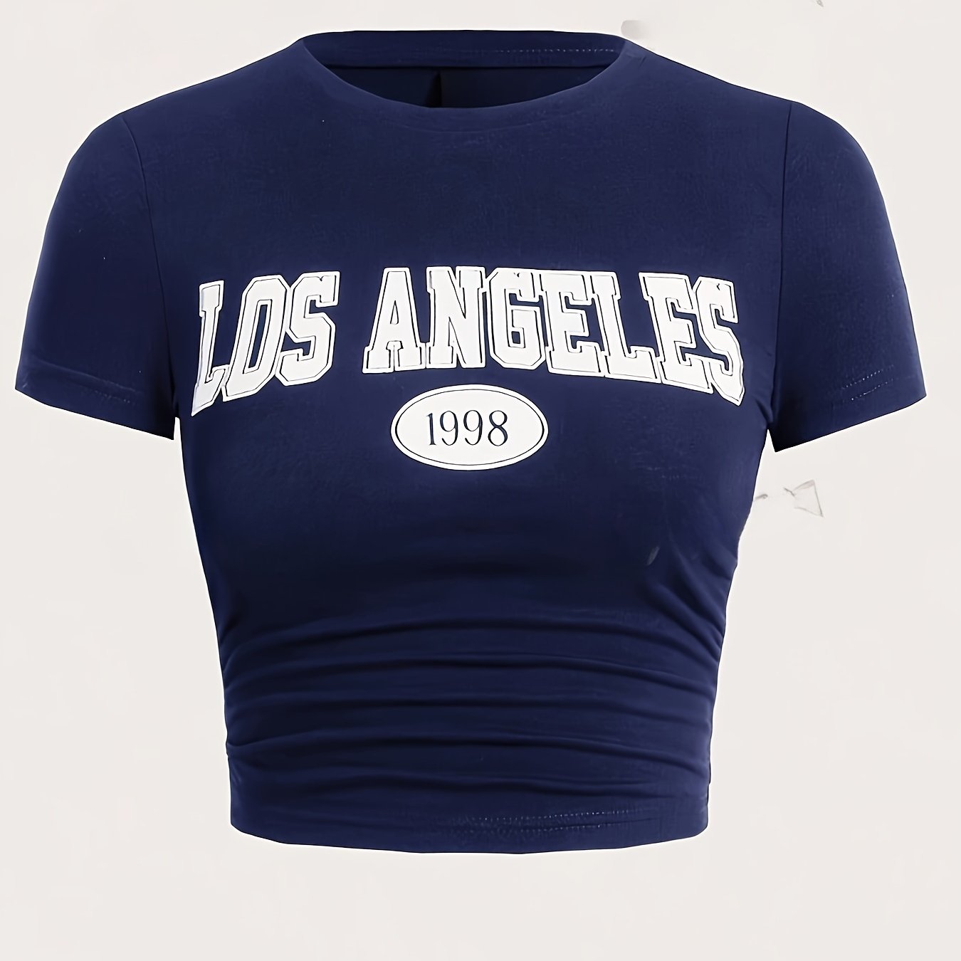 Women’s Y2K Style Crew Neck Crop T-Shirt Short Sleeve Alphabet Print Spring Summer