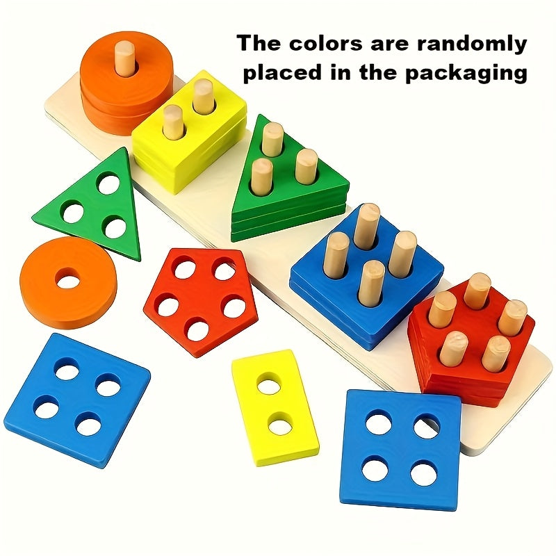 Bolalar uchun ta'limiy rang va shakl yog'och jumboq o'yinchoq - Qiziqarli o'rganish o'yini, Ideal Pasxa sovg'asi (Tasodifiy ranglar), Yoshlar uchun ta'limiy o'yinchoqlar