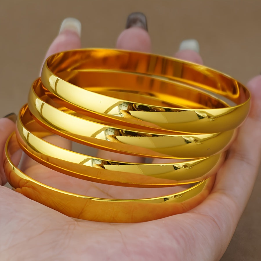 Set of 4 Gold-Plated Copper Boho Style Bangles for Women Daily Wear and Parties