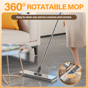 Stainless Steel Flat Mop and Bucket Set for Kitchen Bathroom Living Room