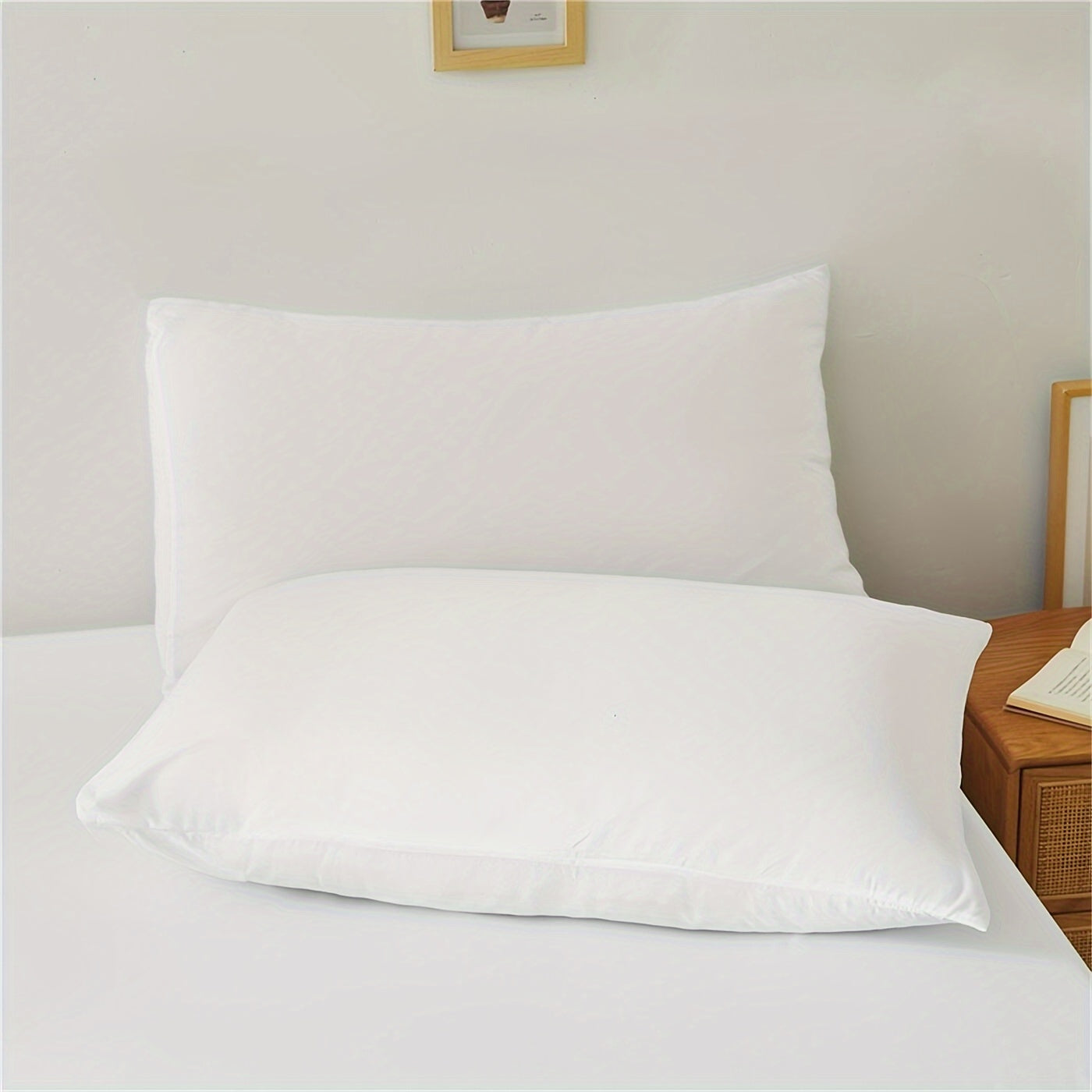 Set of 2 Microfiber Pillowcases with Woven Patchwork Design Standard Size